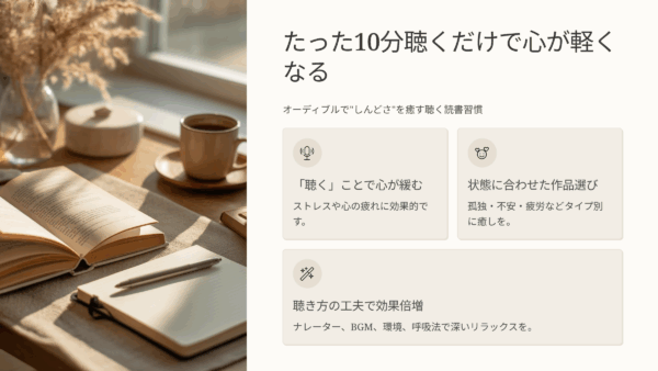 たった10分聴くだけで心が軽くなる！オーディブルで“しんどさ”を癒す聴く読書習慣