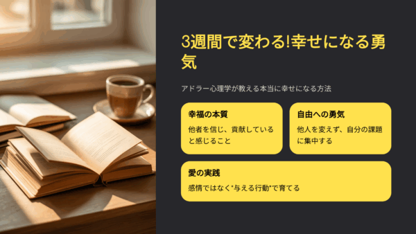『幸せになる勇気』で3週間後に変わる！アドラー心理学が教える“本当に幸せになる方法”7選