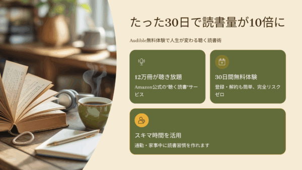 たった30日で読書量が10倍！Audible（オーディブル）無料体験で人生が変わる聴く読書術