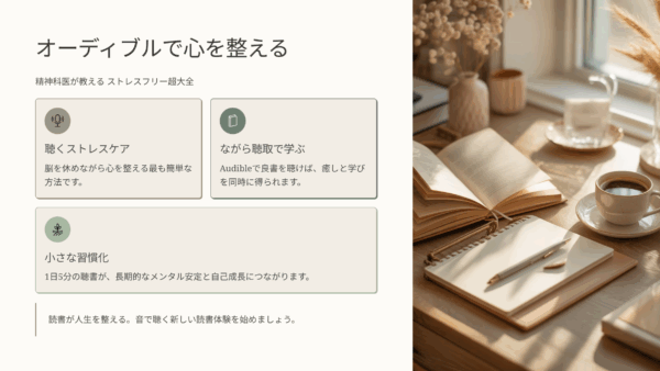 オーディブルおすすめ｜精神科医が教える ストレスフリー超大全――人生のあらゆる「悩み・不安・疲れ」をなくすためのリスト
