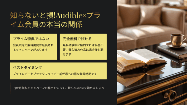 知らないと損！Audible×プライム会員の本当の関係と3か月無料キャンペーンの秘密