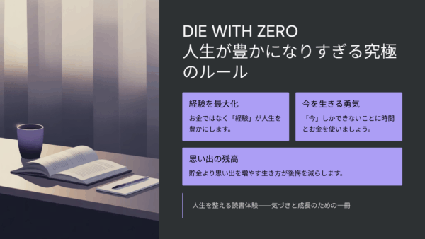 『DIE WITH ZERO』の口コミ・評判・レビュー｜人生観が変わると話題の名著を読んで分かったこと