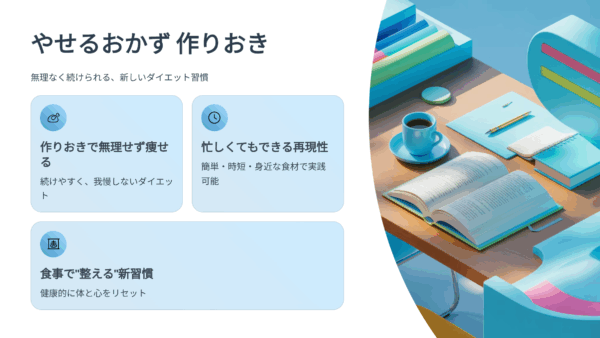 【正直レビュー】『やせるおかず 作りおき』は本当に痩せる？口コミ・評判・作ってみた感想まとめ