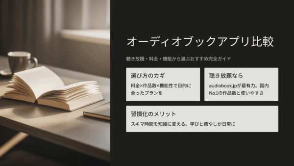オーディオブックアプリ比較｜聴き放題・料金・機能から選ぶおすすめ完全ガイド