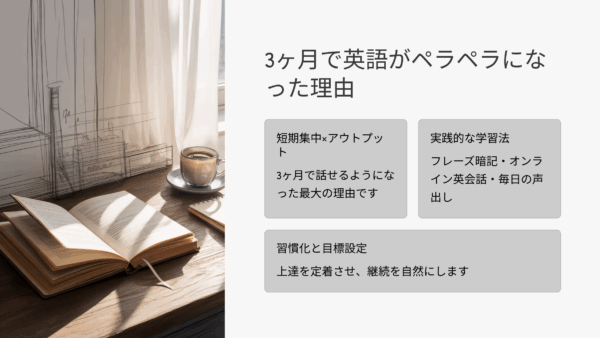 英語話せない初心者だった私が、3ヶ月でペラペラになれた理由