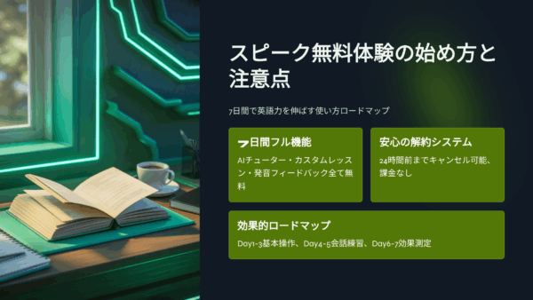 スピーク無料体験の始め方と注意点｜7日間で英語力を伸ばす使い方ロードマップ