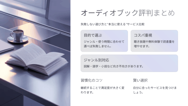 オーディオブック評判まとめ｜失敗しない選び方と“本当に使える”サービス比較