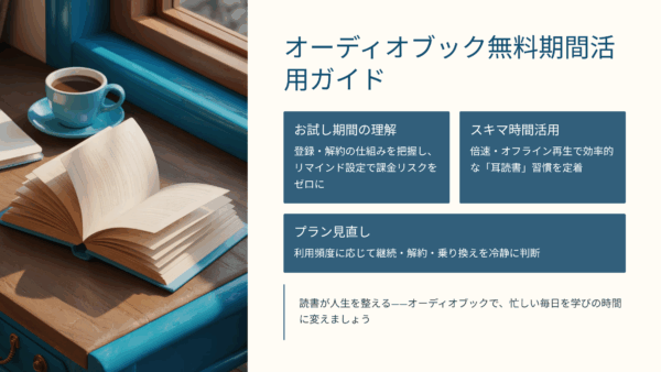 オーディオブック 無料期間のすべて｜失敗しない登録・活用・解約のコツ