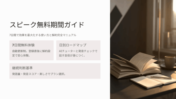 スピーク無料期間ガイド｜7日間で効果を最大化する使い方と解約完全マニュアル