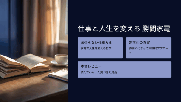 仕事と人生を変える 勝間家電｜読んでわかった“効率化の真実”と本音レビュー