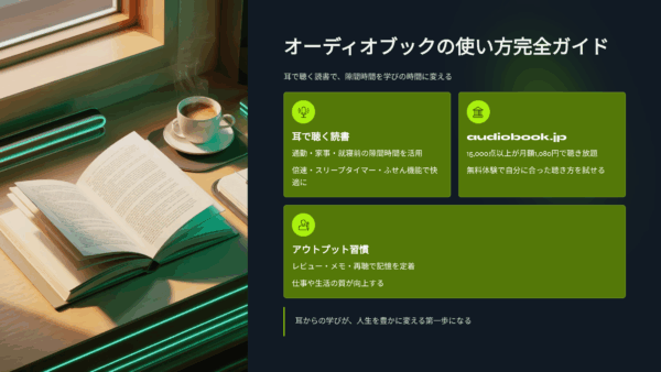 【初心者向け】オーディオブックの使い方完全ガイド｜聴き方・便利機能・おすすめ活用法