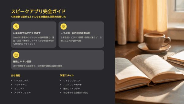 スピークアプリ完全ガイド｜AI英会話で話せるようになる全機能と効果的な使い方