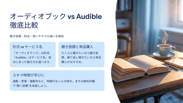 オーディオブック vs Audible徹底比較｜聴き放題・料金・使いやすさの違いを解説